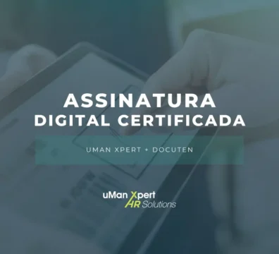 Banner promocional uMan Xpert sobre Assinatura Digital com logos da uMan e Docuten.