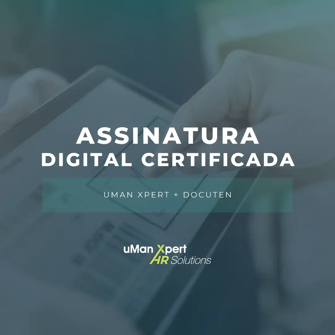 Banner promocional uMan Xpert sobre Assinatura Digital com logos da uMan e Docuten.