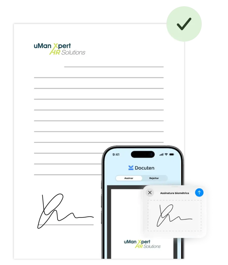 Interface de confirmação de assinatura digital certificada.