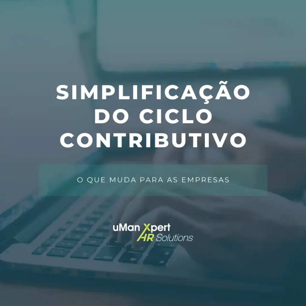 Interface digital uMan Global HR demonstrando o processo de Simplificação do Ciclo Contributivo junto da Segurança Social em 2026.